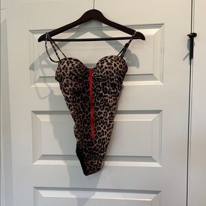 Veronica Beard Leopard Print One Piece Swim Suit